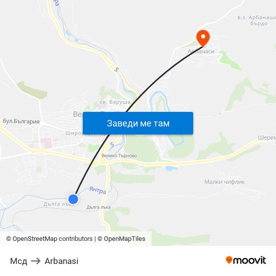 Мсд / Msd to Arbanasi map