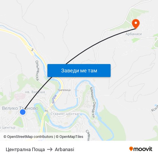 Централна Поща to Arbanasi map