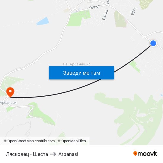Лясковец - Шеста (Георги Бенковси) / Lyaskovets - Sixth (Georgi Benkovski) to Arbanasi map