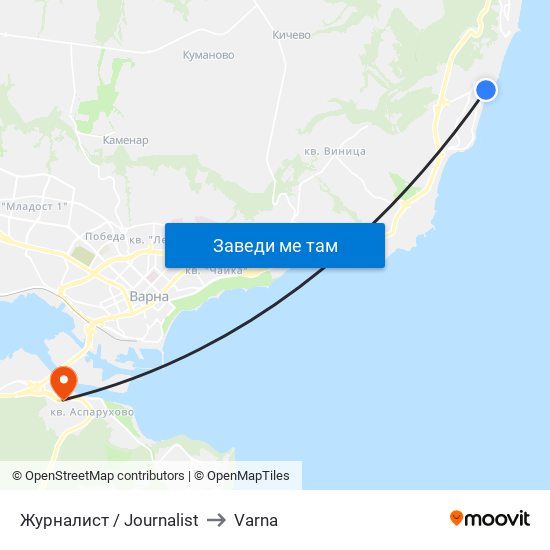 Журналист / Journalist to Varna map