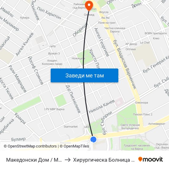 Македонски Дом / Makedonski Dom to Хирургическа Болница Проф. Темелков map