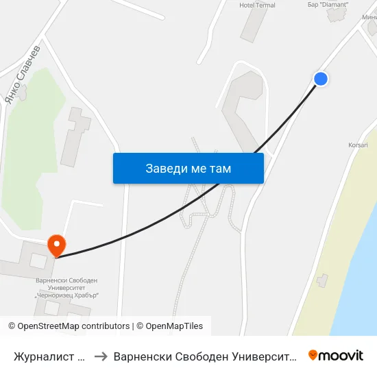 Журналист / Journalist to Варненски Свободен Университет „Черноризец Храбър“ map