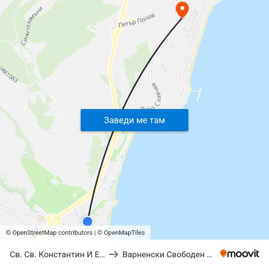 Св. Св. Константин И Елена / St. St. Konstantin And Helena to Варненски Свободен Университет „Черноризец Храбър“ map