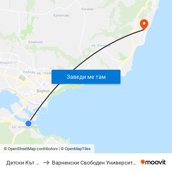 Детски Кът / Detski Kat to Варненски Свободен Университет „Черноризец Храбър“ map