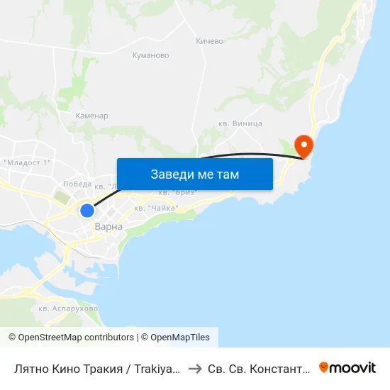Лятно Кино Тракия / Trakiya Summer Cinema to Св. Св. Константин И Елена map