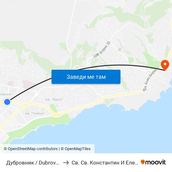 Дубровник / Dubrovnik to Св. Св. Константин И Елена map