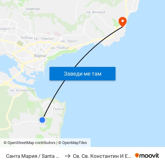 Санта Мария / Santa Maria to Св. Св. Константин И Елена map