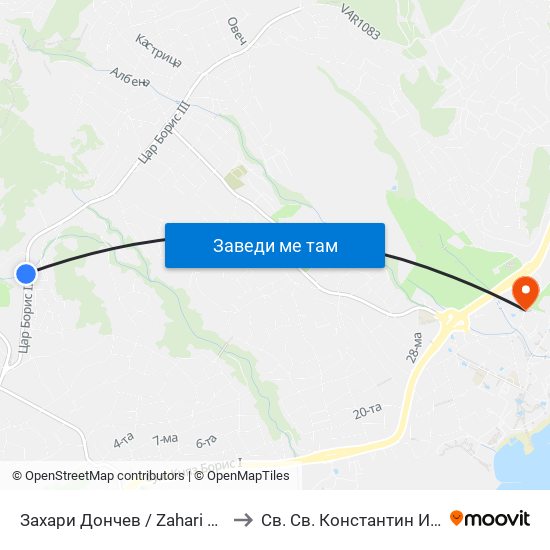 Захари Дончев / Zahari Donchev to Св. Св. Константин И Елена map