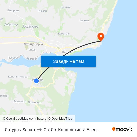 Сатурн / Saturn to Св. Св. Константин И Елена map