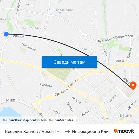 Веселин Ханчев / Veselin Hanchev to Инфекциозна Клиника map