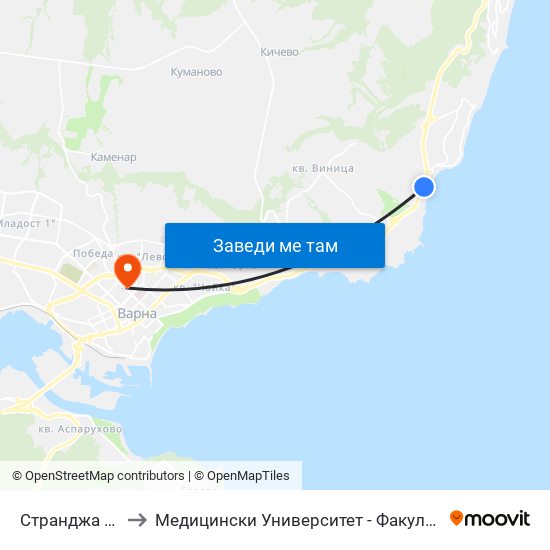 Странджа / Strandzha to Медицински Университет - Факултет По Дентална Медицина map