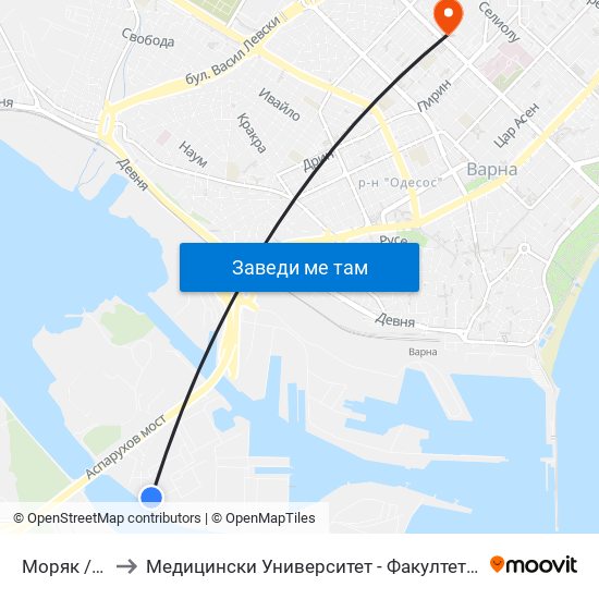 Моряк / Moryak to Медицински Университет - Факултет По Дентална Медицина map