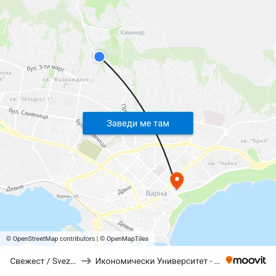 Свежест / Svezhest to Икономически Университет - Варна map