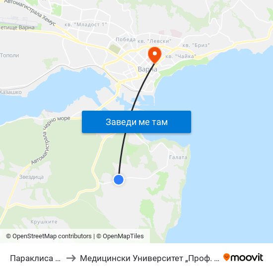 Параклиса / Paraklisa to Медицински Университет „Проф. Д-Р Параскев Стоянов“ map