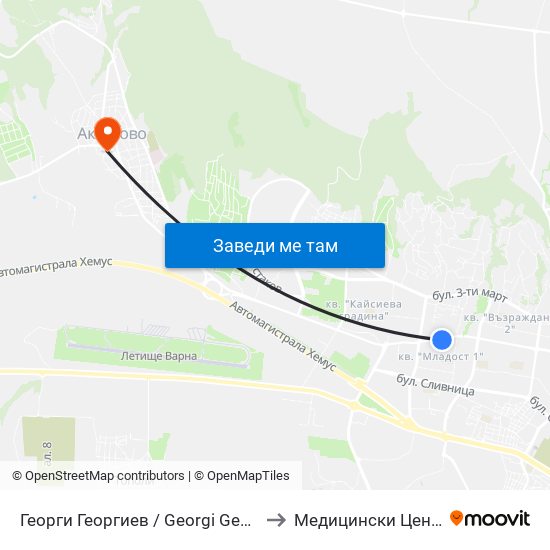 Георги Георгиев / Georgi Georgiev to Медицински Център map