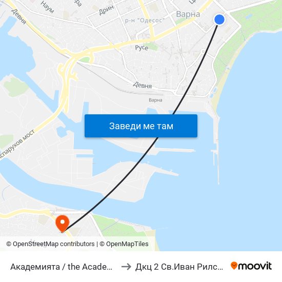 Академията / the Academy to Дкц 2 Св.Иван Рилски map