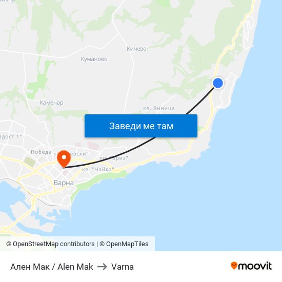 Ален Мак / Alen Mak to Varna map