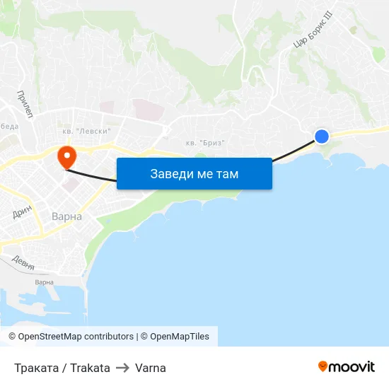 Траката / Trakata to Varna map