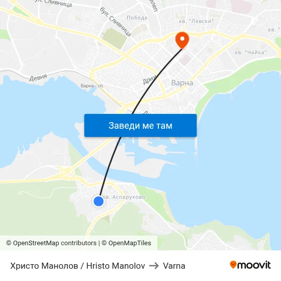 Христо Манолов / Hristo Manolov to Varna map