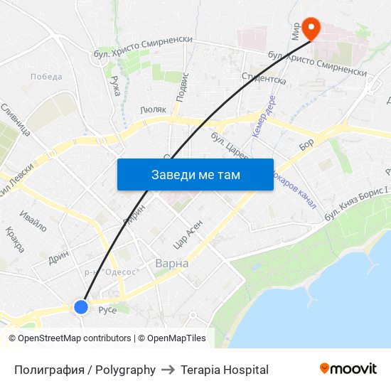 Полиграфия / Polygraphy to Terapia Hospital map