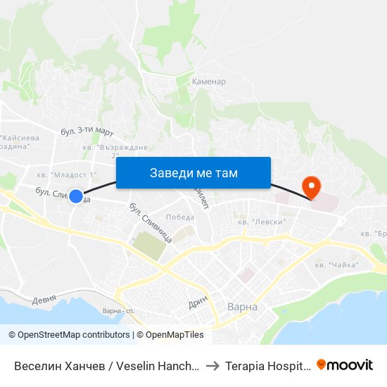 Веселин Ханчев / Veselin Hanchev to Terapia Hospital map