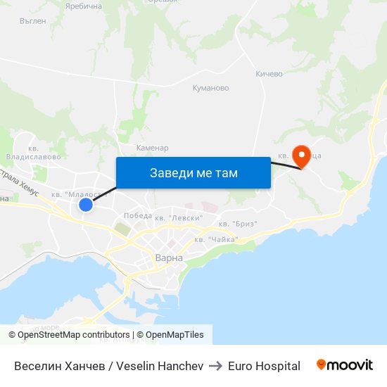 Веселин Ханчев / Veselin Hanchev to Euro Hospital map