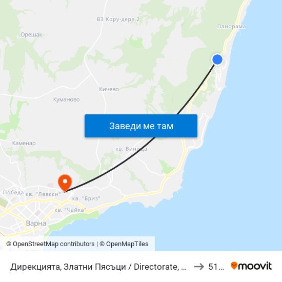 Дирекцията, Златни Пясъци / Directorate, Golden Sands to 515M map