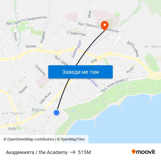 Академията / the Academy to 515M map