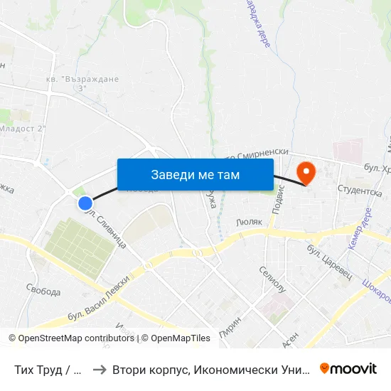 Тих Труд /  Tih Trud to Втори корпус, Икономически Университет - Варна map