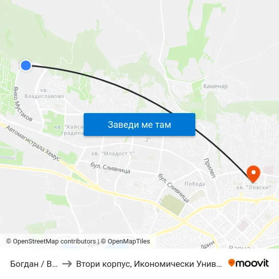 Богдан / Bogdan to Втори корпус, Икономически Университет - Варна map