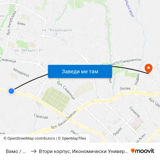 Вамо / Vamo to Втори корпус, Икономически Университет - Варна map
