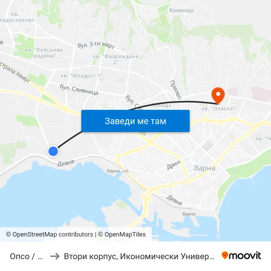 Опсо / Opso to Втори корпус, Икономически Университет - Варна map