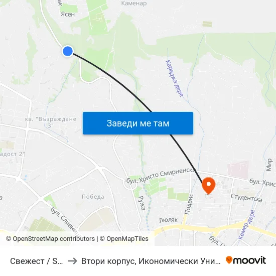 Свежест / Svezhest to Втори корпус, Икономически Университет - Варна map