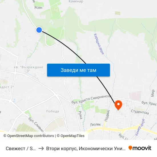 Свежест / Svezhest to Втори корпус, Икономически Университет - Варна map
