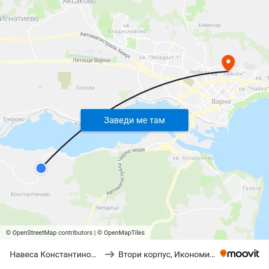 Навеса Константиново / Navesa, Konstantinovo to Втори корпус, Икономически Университет - Варна map