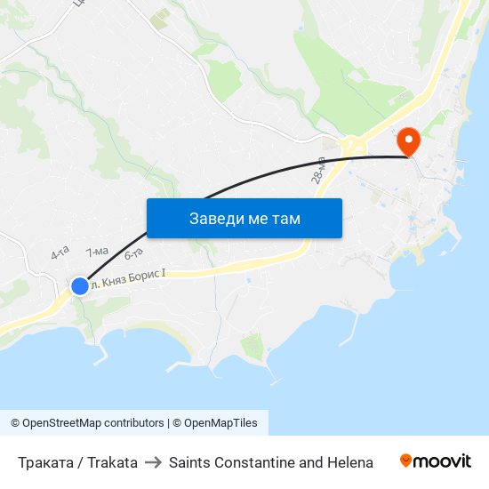 Траката / Trakata to Saints Constantine and Helena map