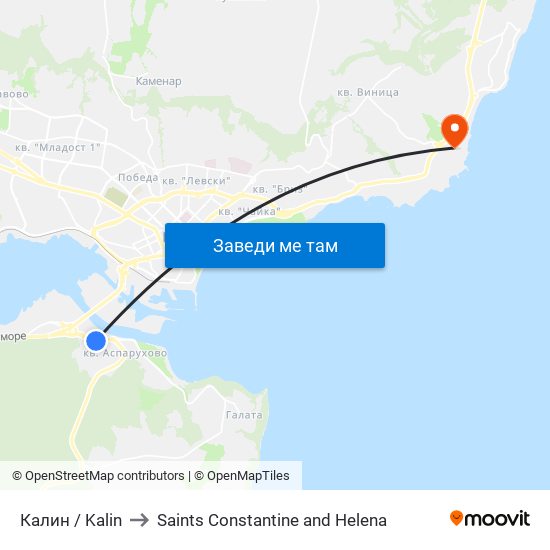 Калин / Kalin to Saints Constantine and Helena map