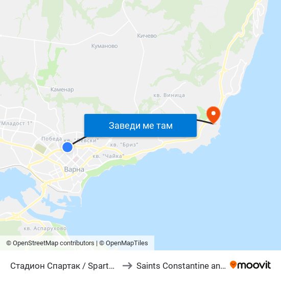 Стадион Спартак / Spartak Stadium to Saints Constantine and Helena map