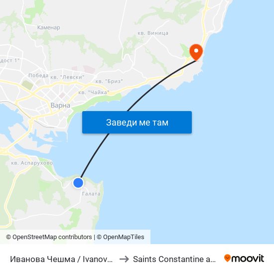 Иванова Чешма / Ivanova Cheshma to Saints Constantine and Helena map