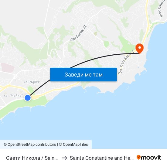 Свети Никола / Saint Nicholas to Saints Constantine and Helena Resort map