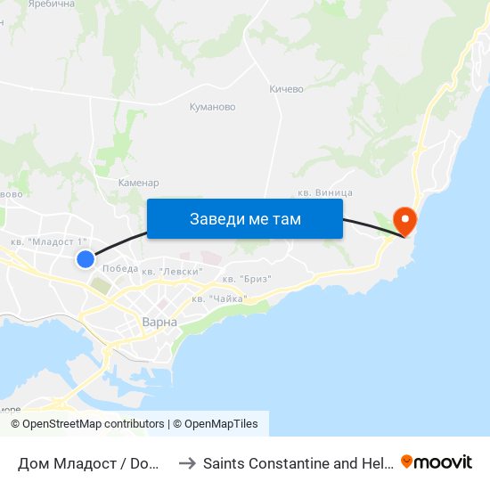 Дом Младост / Dom Mladost to Saints Constantine and Helena Resort map