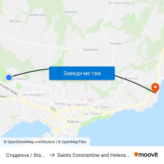 Стадиона / Stadium to Saints Constantine and Helena Resort map