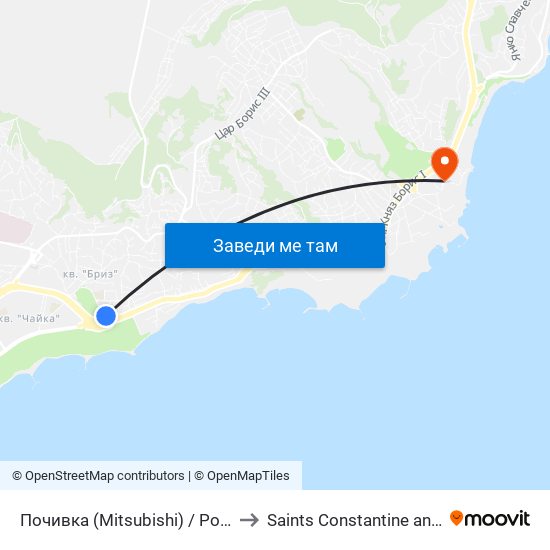 Почивка (Mitsubishi) / Pochivka (Mitsubishi) to Saints Constantine and Helena Resort map