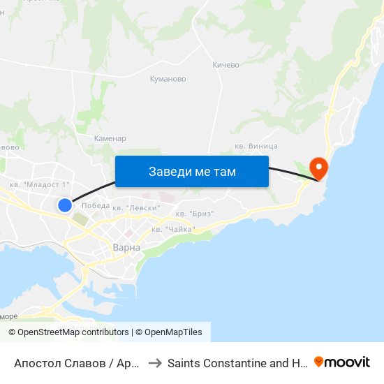 Апостол Славов / Apostle Slavov to Saints Constantine and Helena Resort map
