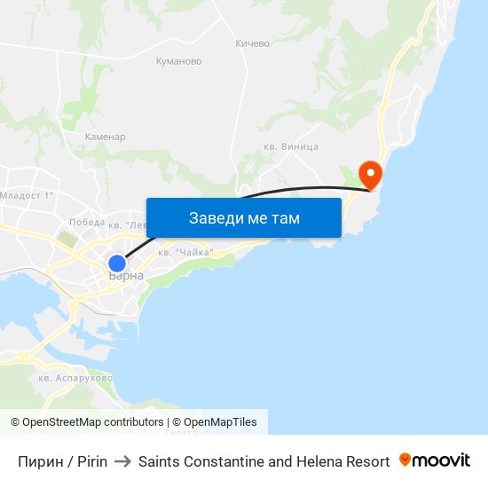 Пирин / Pirin to Saints Constantine and Helena Resort map