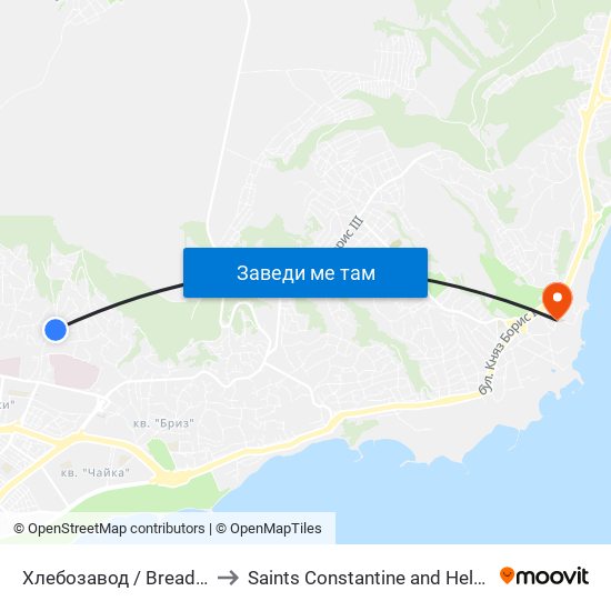 Хлебозавод / Bread Factory to Saints Constantine and Helena Resort map