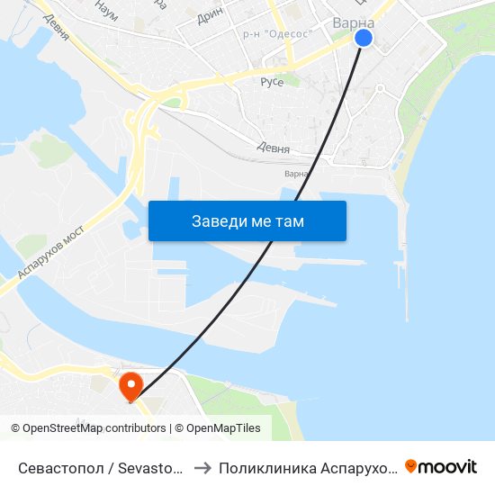 Севастопол / Sevastopol to Поликлиника Аспарухово map