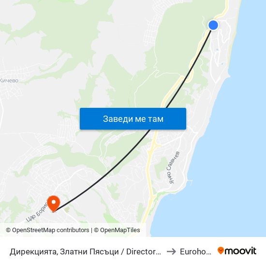 Дирекцията, Златни Пясъци / Directorate, Golden Sands to Eurohospital map