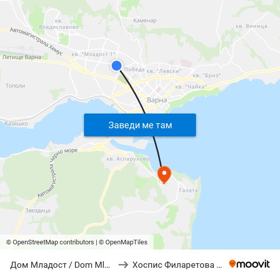 Дом Младост / Dom Mladost to Хоспис Филаретова Еоод map