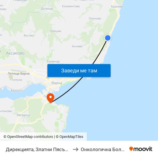 Дирекцията, Златни Пясъци / Directorate, Golden Sands to Онкологична Болница-Марко Антонов map